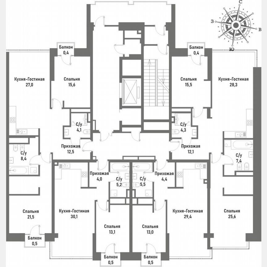 1-к. квартира, 52,6 м², 6/14 эт.