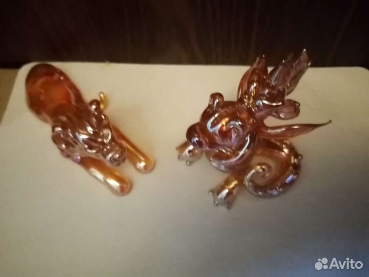 Фигурки Лев, Дракон из люстрового стекла