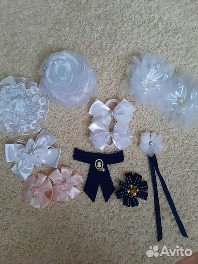 Банты,резинки, брошки для блузки в школу