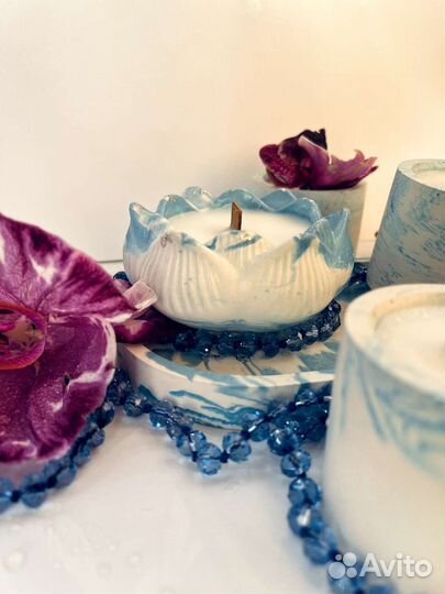 Ароматические свечи ручной работы в гипсе и стекле