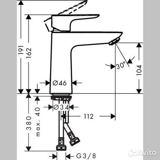 71711000 HG Talis E 110 смеситель, push-open