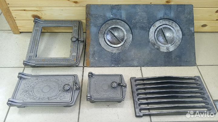 Печной чугун, готовый набор, дверка со стеклом