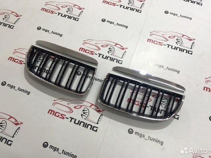 Ноздри BMW 3 серии E90 05-08 Черный глянец + Хром