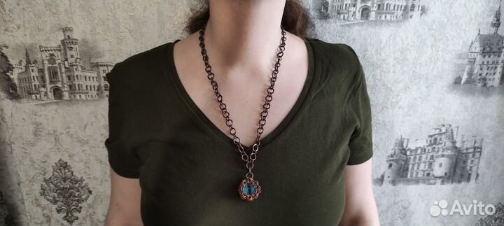 Украшение цепочка на шею. Медь. Ручная работа