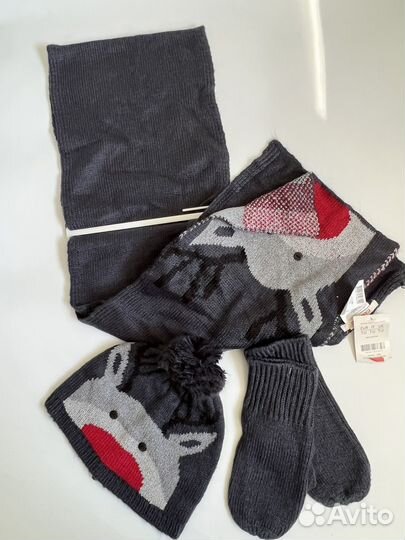 Комплект шапка шарф варежки