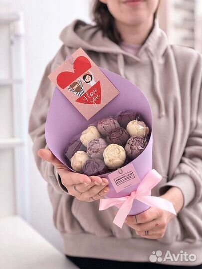 Шоколадные розы пионы съедобный букет