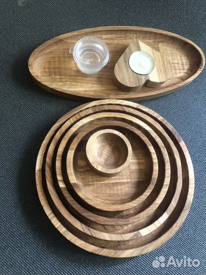 Набор посуды из цельного дуба