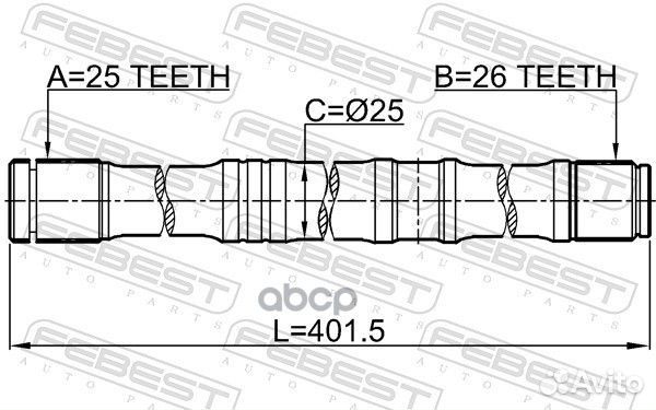 Полуось левая 26X402X25 toyota avensis ADT25# A