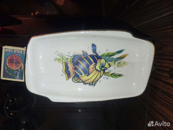 Шпротница. Блюдце. Тарелка. Фарфор