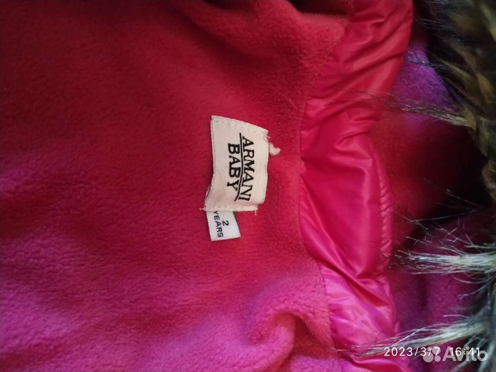 Куртка armani для девочки на 2 года