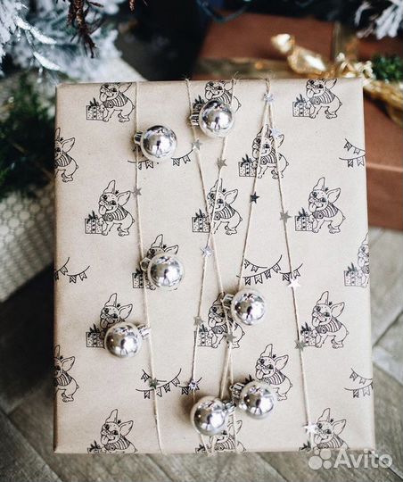 Упаковочная бумага Французский бульдог