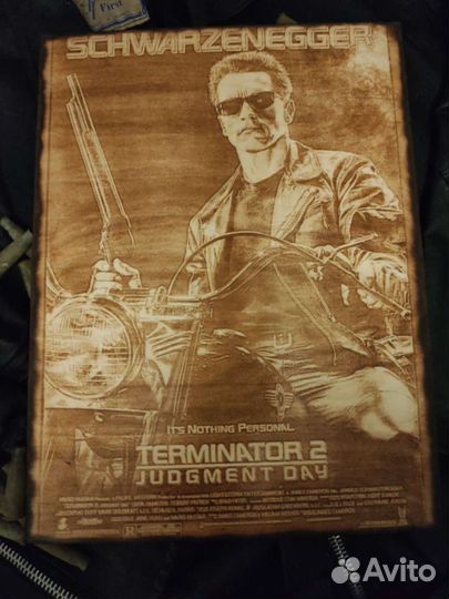 Терминатор, Арнольд Шварцнеггер, выжигание, дерево