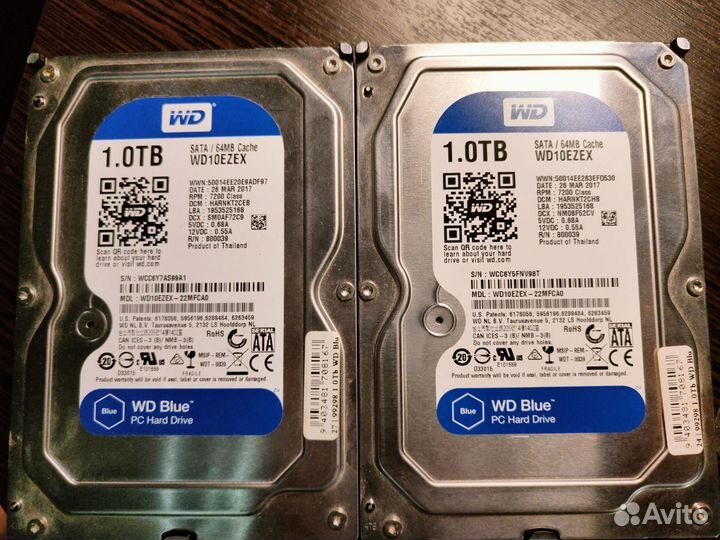 Жесткий диск HDD SATA 3 WD blue 1TB 2 шт