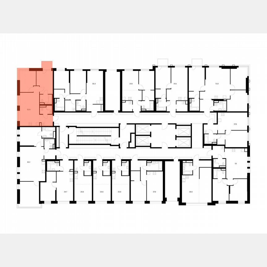 2-к. квартира, 52,9 м², 3/37 эт.