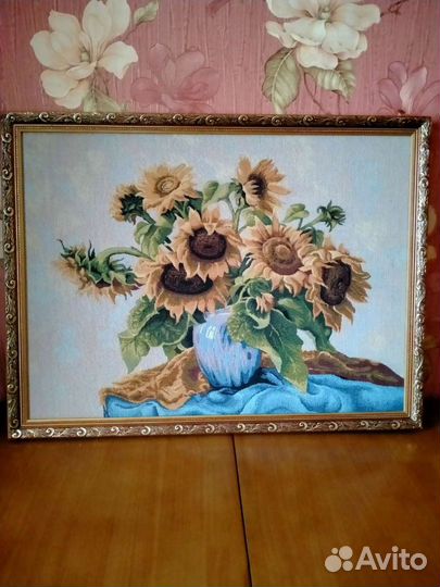 Картина на гобелене Подсолнухи
