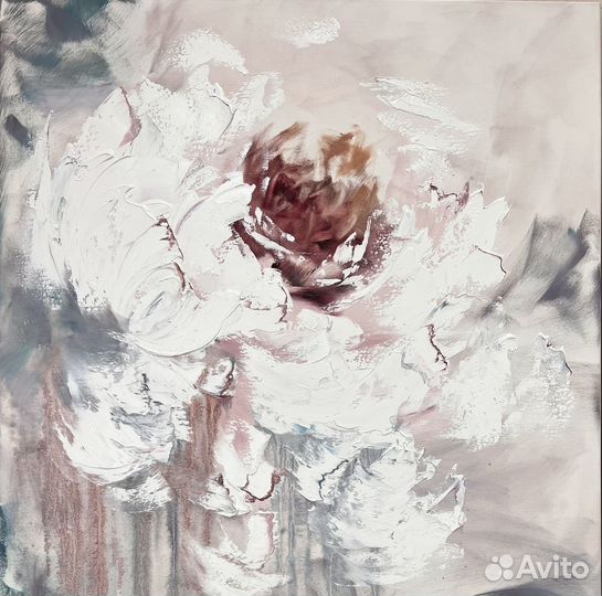 Картина Абстрактный Белый цветок на Холсте