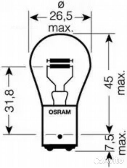 Osram 7528 Лампа P21/5W 12V 21/5W BAY15d original