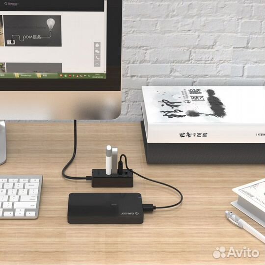 Коммутатор USB HUB orico W5P-U2, 4xUSB 2.0 с допол