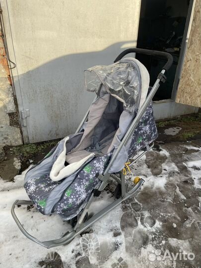 Детские санки коляска с колесами