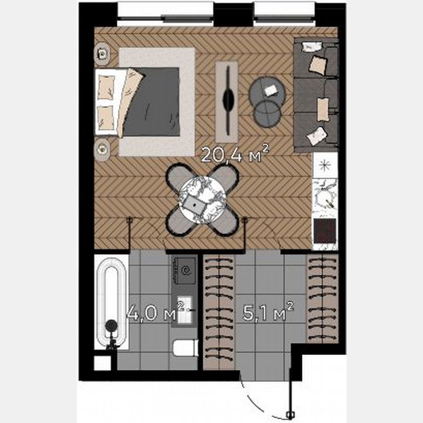 1-к. апартаменты, 29,5 м², 1/23 эт.