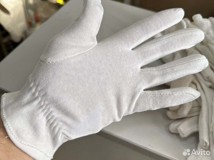 Перчатки белые 100 хлопок Атом