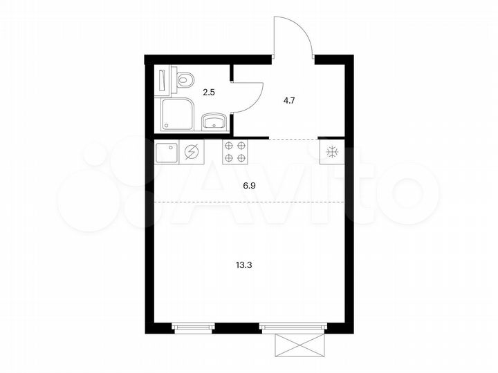 Квартира-студия, 27,4 м², 14/25 эт.