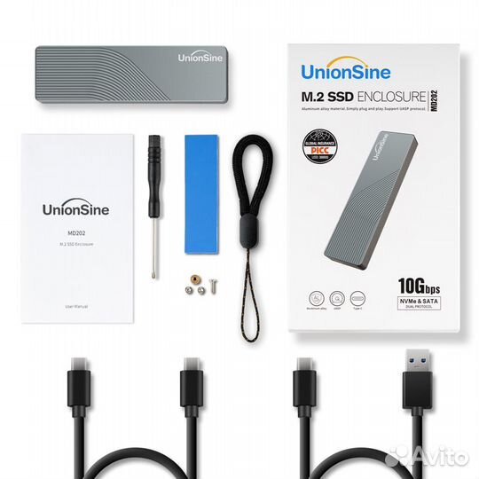 UnionSine MD202 корпус для M.2 SSD 10 Гбит/с