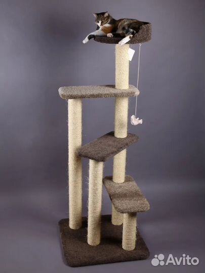 Когтеточка столбик 165см с лежанкой