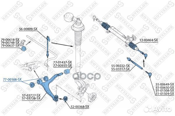 77-00166-SX сайлентблок рычага пер. Peugeot 60