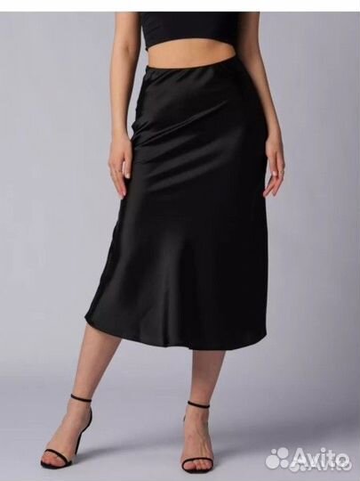 Атласная юбка миди