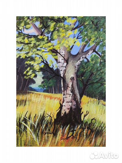 Пейзаж,осеннее дерево, картина акрилом на холсте