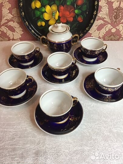 Сервиз чайный Довбыш кобальт СССР