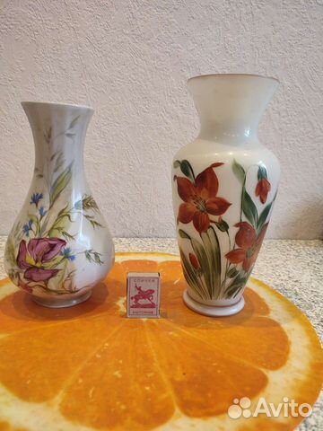 Ваза молочное стекло ручная роспись