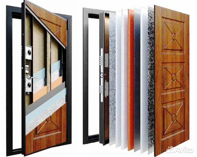 Широкая металлическая дверь со стеклом