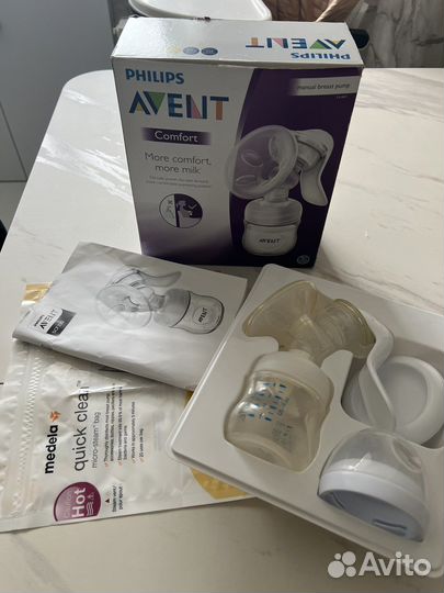 Молокоотсос ручной avent с пакетом