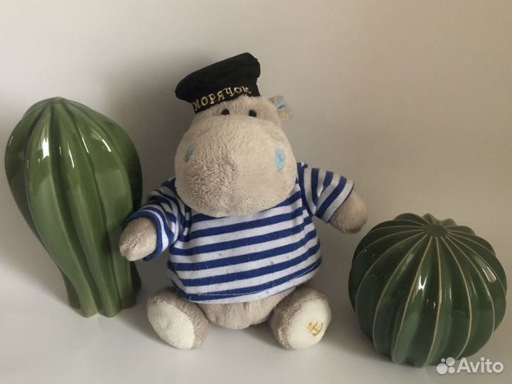 Игрушка мягкая Бегемот Морячок 23 см