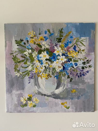 Картина маслом полевые цветы