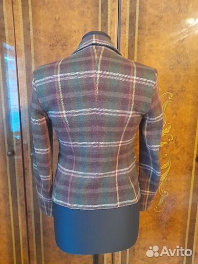 Жакет шерстяной в клетку Benetton 44 р