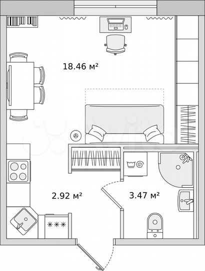 Квартира-студия, 25,1 м², 2/15 эт.