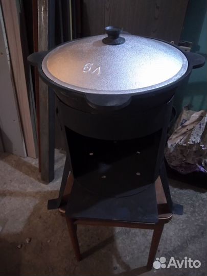 Казан чугунный 6 литров с печью