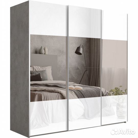 Шкаф-купе Эста 3-х дверный Комби (6 Белых стекол