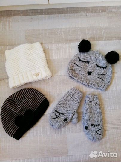 Шапки, шарфы, панамы пакетом на 3- 12 лет