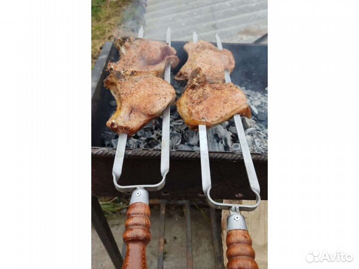 Шампур-вилка двойной