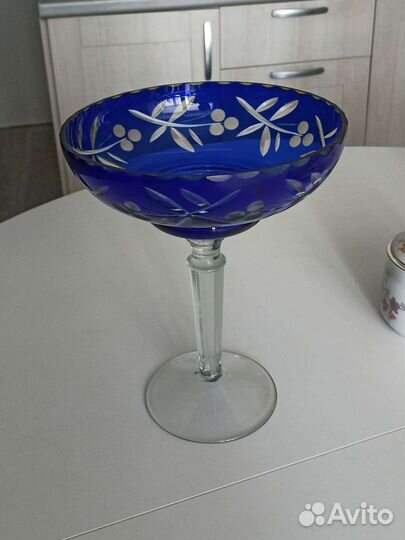 Фруктовница ваза цветной хрусталь 60-е годы