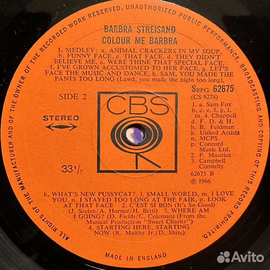 Barbra Streisand – Colour Me Barbra (Англия 1966)