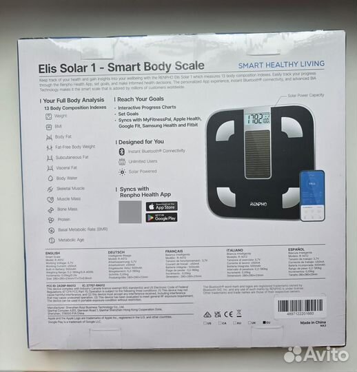 Весы Renpho Elis Solar SMART Body Scale