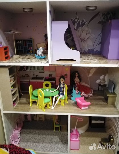 Кукольный домик для барби с мебелью