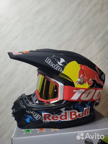 Мото Шлем RedBull кроссовый с Очками Новый матовый