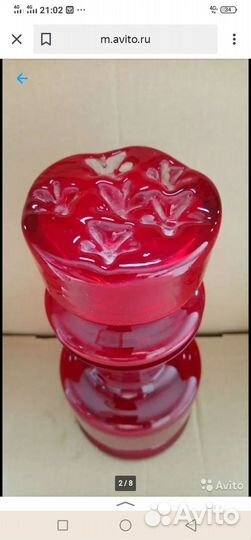Графин кувшин ваза красное рубиновое стекло СССР