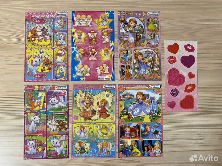 Наклейки (принцессы, барби, животные и др.)